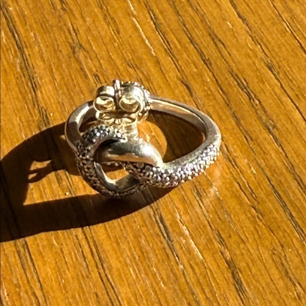 Pandora Silver Heart Knot Ring & earrings - Picture 3 of 4